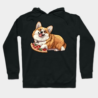 Happy Corgi with pizza Hoodie